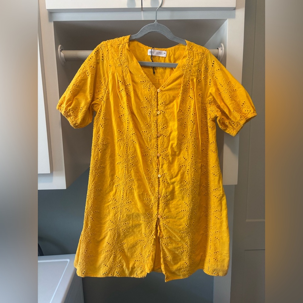 Zara Kids Yellow Eyelet Dress